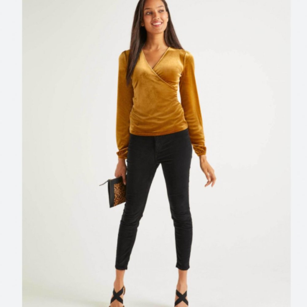 Boden Gold Ellie Wrap Top